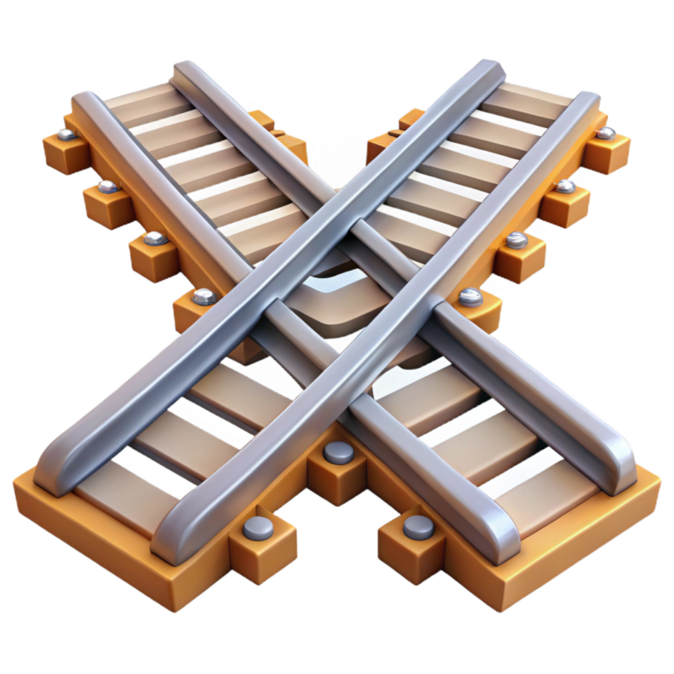 dramatic minimalist Train Tracks Diverging Into Separate Paths Transparent Background high resolution png