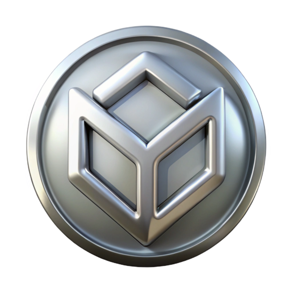 serene modern Transhumanist Logo with Silver Sheen Transparent Background original png
