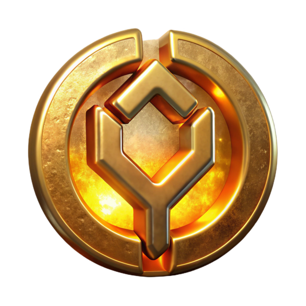 serene minimalist Transhumanist Symbol with Golden Glow Transparent Background original png