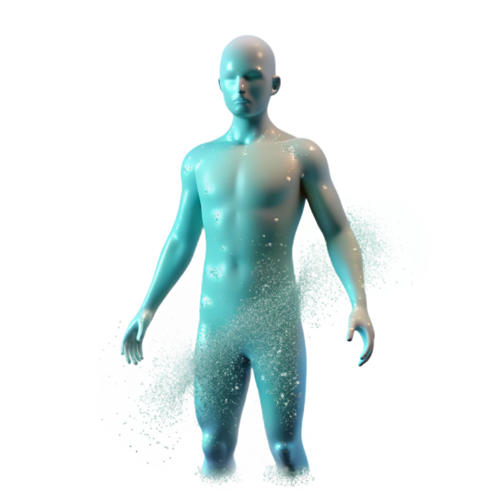 magnificent modern Translucent Human Figure Dissolving Into Particles Transparent Background premium png
