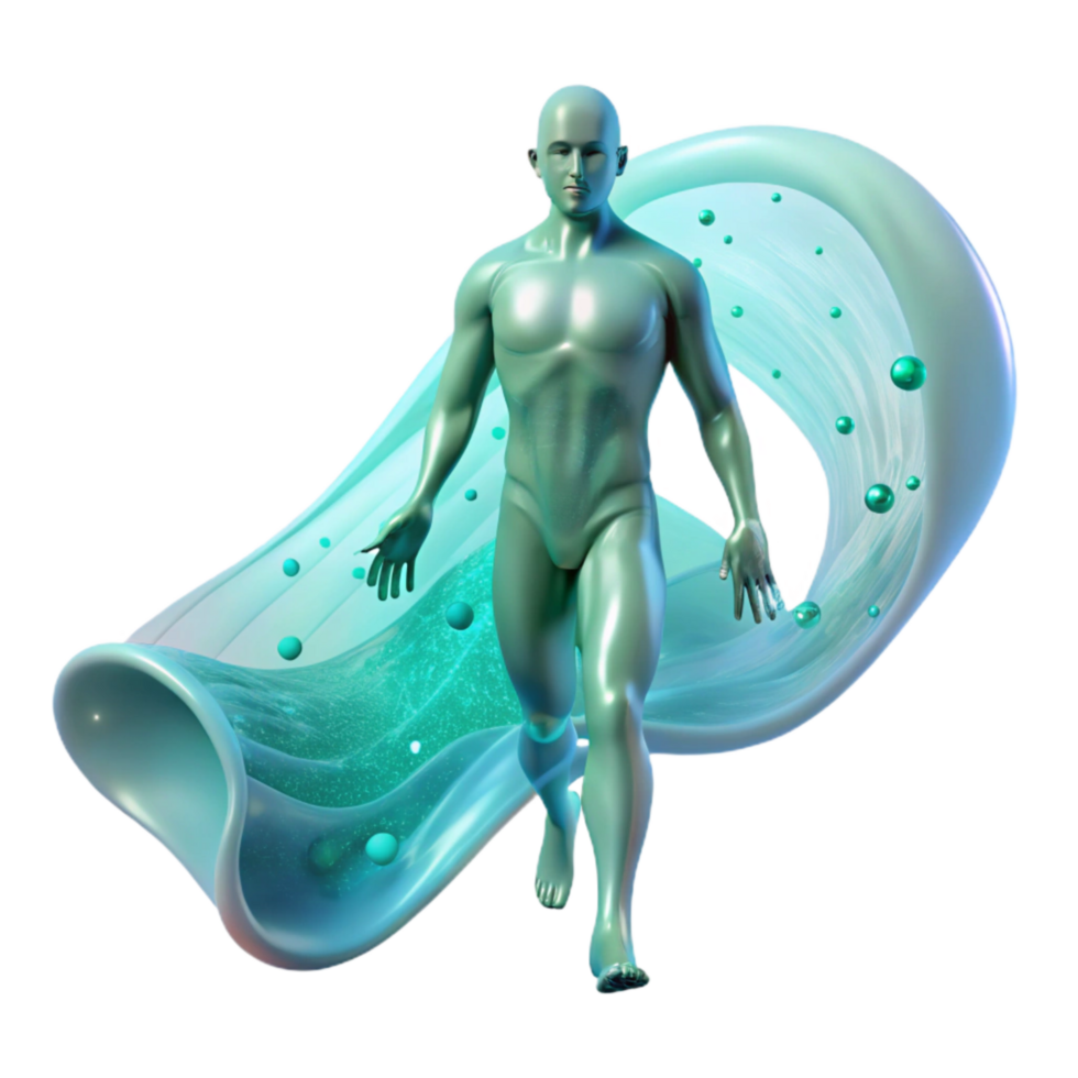 magnificent creative Translucent Human Figure Emerging From Data Stream Transparent Background authentic png