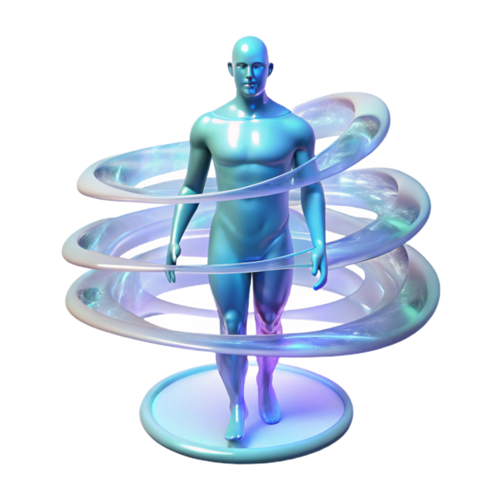 dramatic vintage Translucent Human Figure Emerging From Data Stream Transparent Background high resolution png