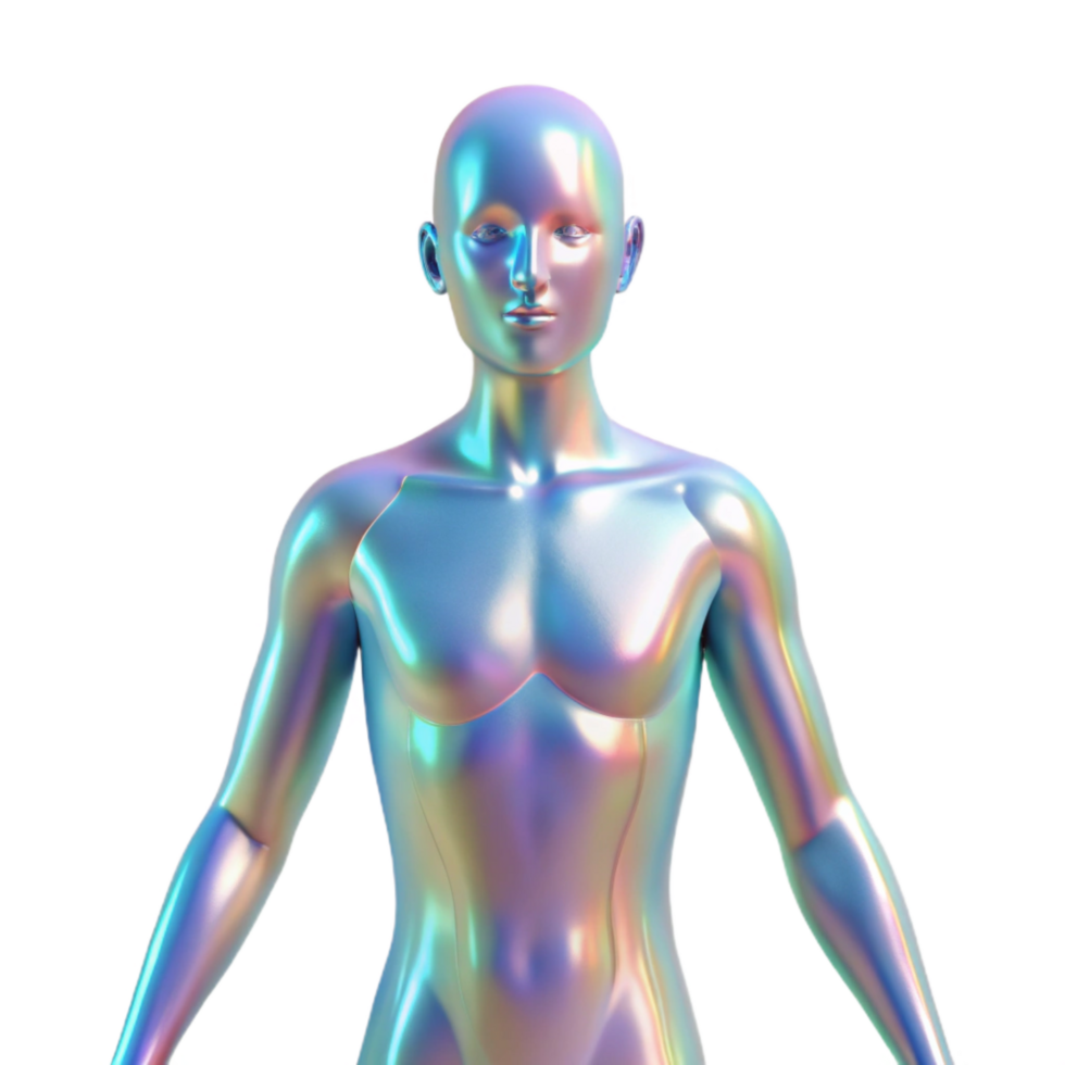stunning modern Translucent Human Figure with Energy Flow Cutout high resolution png