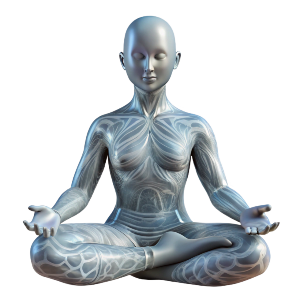 extraordinary contemporary Translucent Human Figure in Meditation Pose Transparent Background high quality png