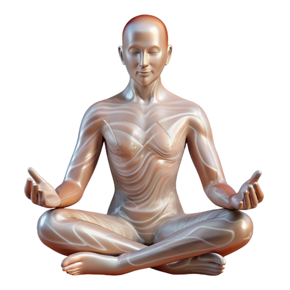 elegant abstract Translucent Human Figure in Meditation Pose Transparent Background detailed png