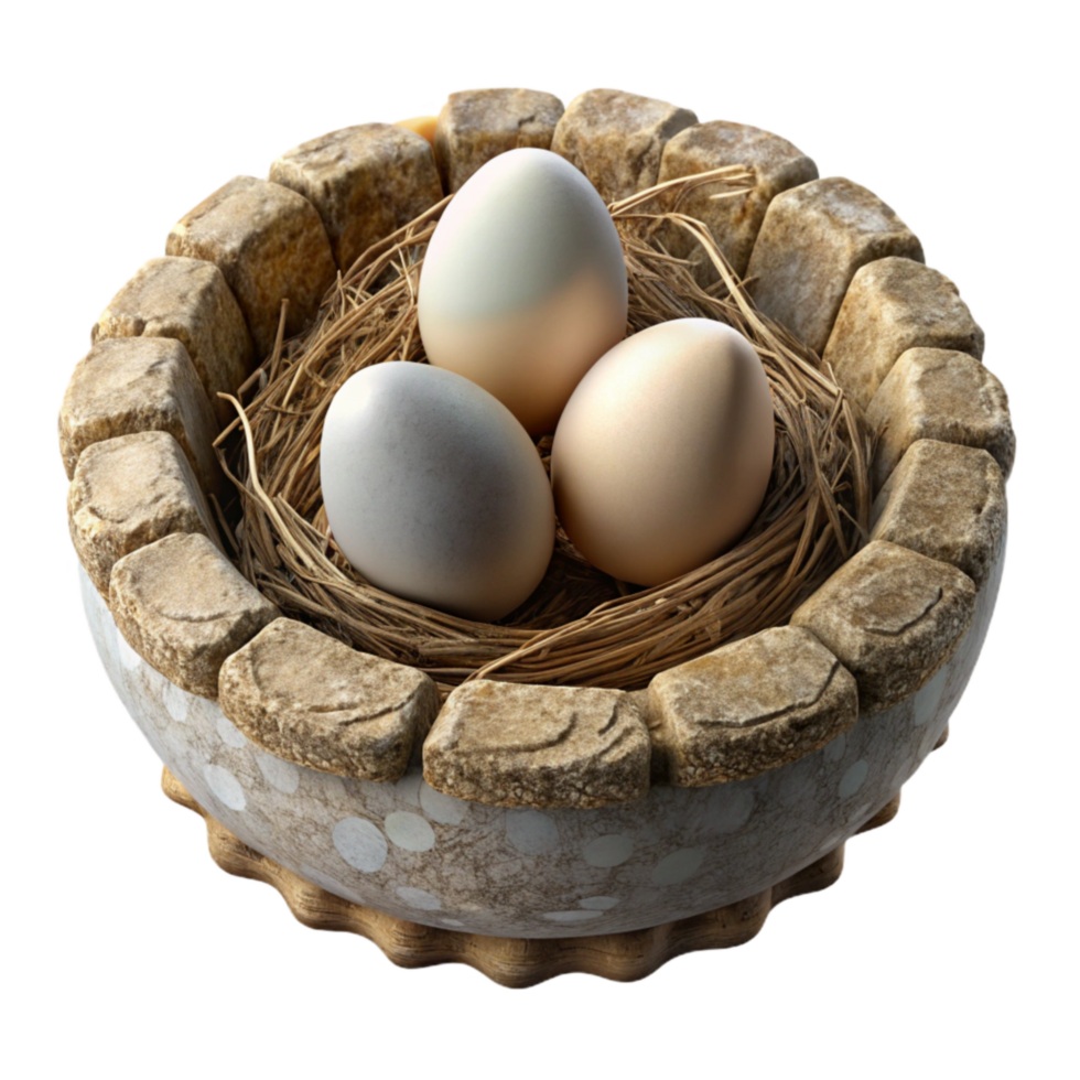 elegant classic Urban Bird Nest Cutout with Eggs detailed png