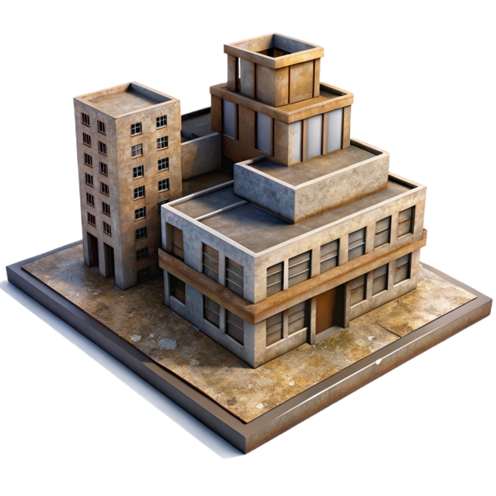 extraordinary minimalist Urban Building Complex Perspective View Isolated detailed png