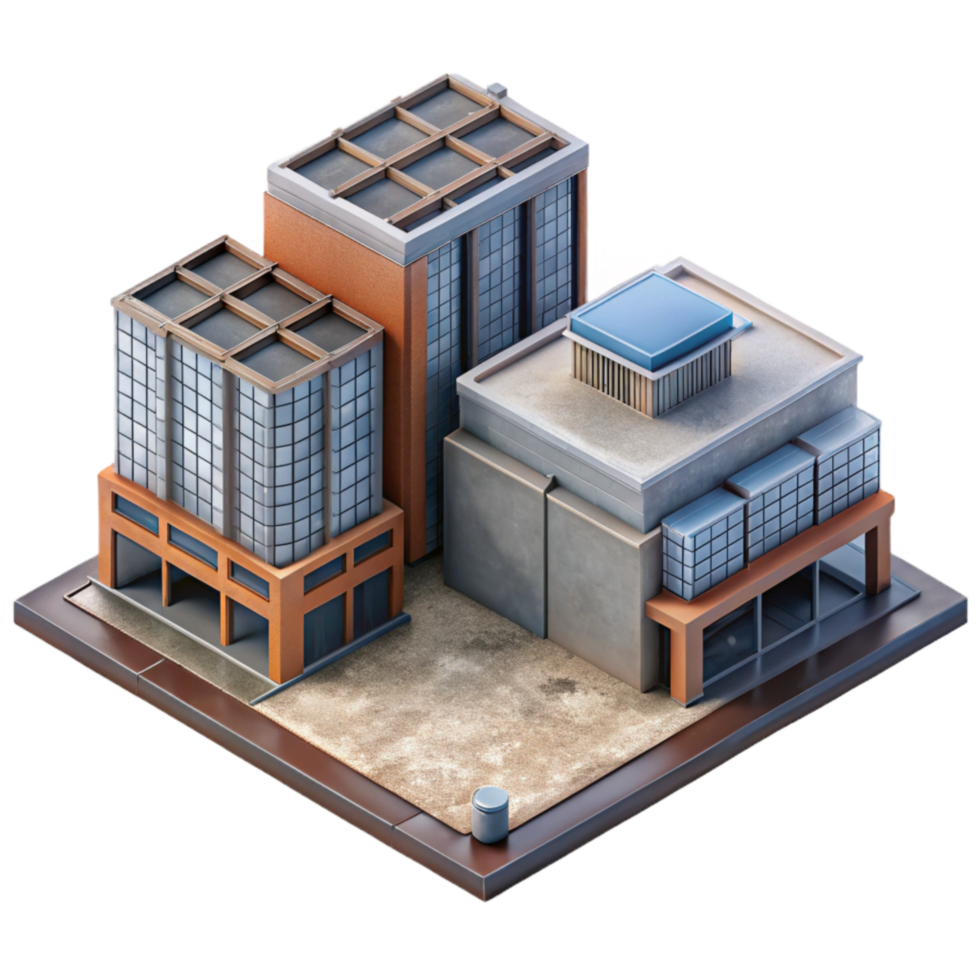elegant modern Urban Building Complex Top View Transparent Background high quality png