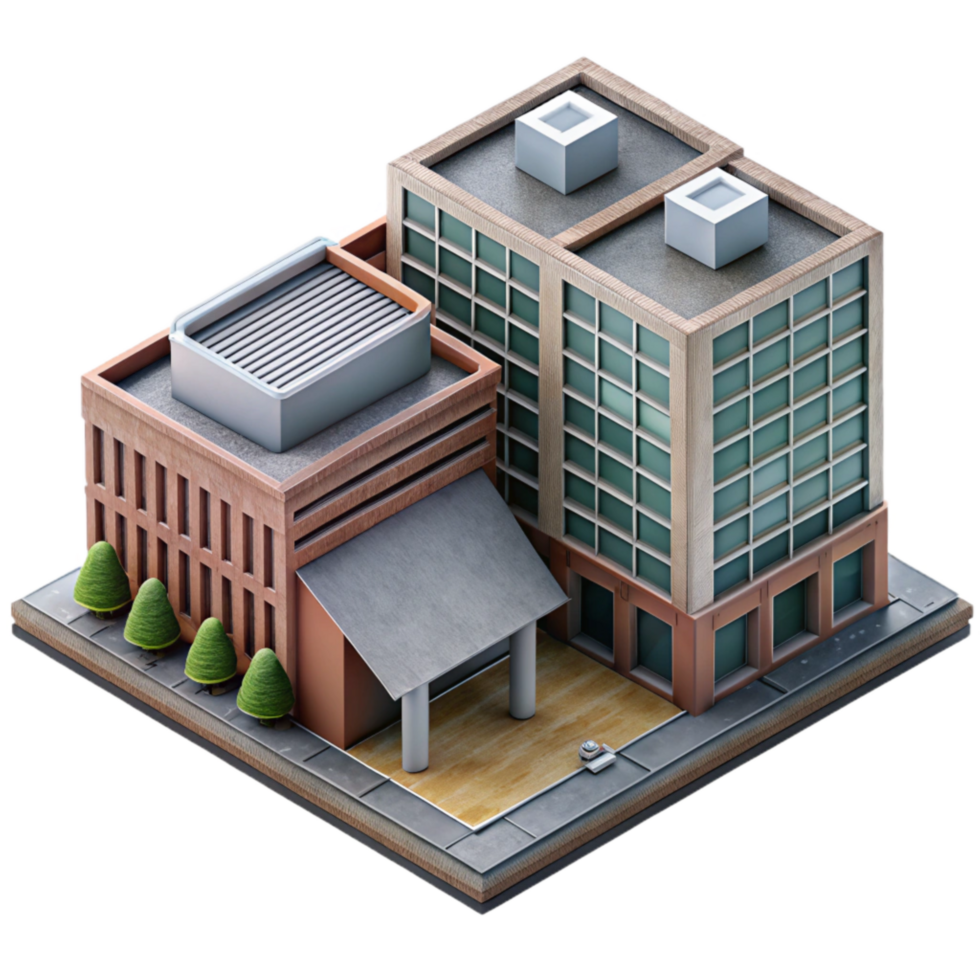 serene creative Urban Building Complex Top View Transparent Background original png