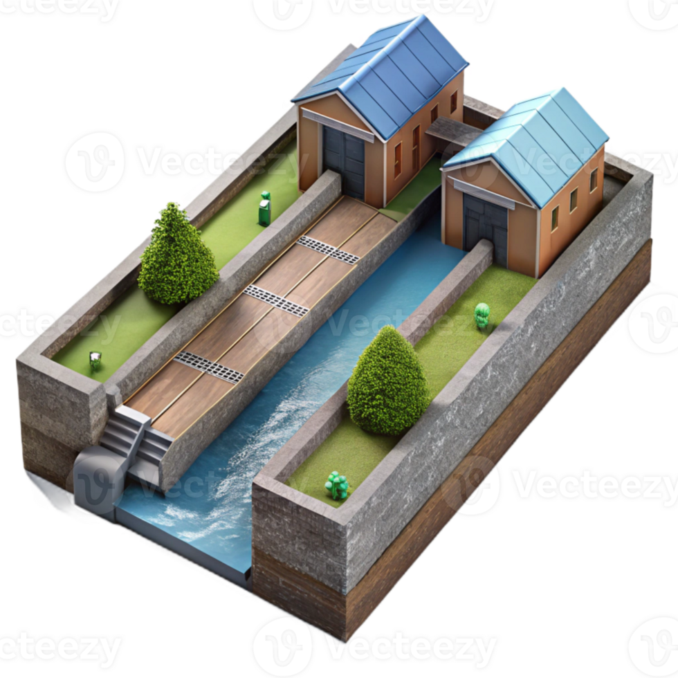 extraordinary classic Urban Canal System Top View Isolated Element premium png