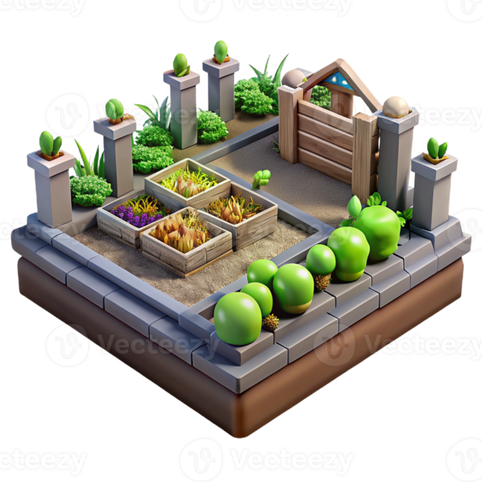 elegant abstract Urban Community Garden Plot Isolated on Transparent Background authentic png
