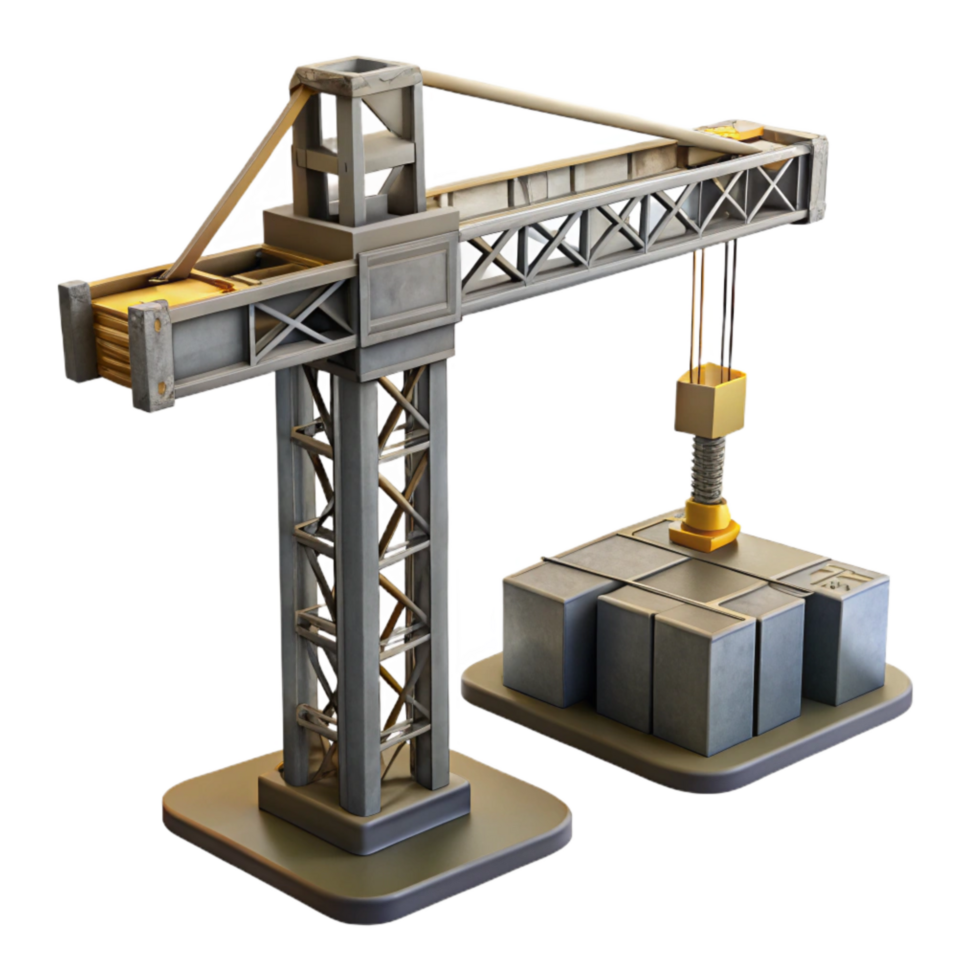 stunning contemporary Urban Development Construction Crane Cutout with Steel Grey Color exclusive png