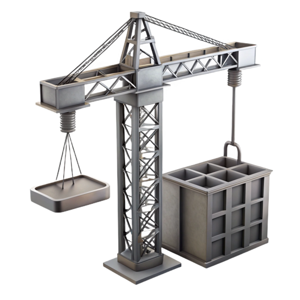 serene classic Urban Development Construction Crane Cutout with Steel Grey Color authentic png