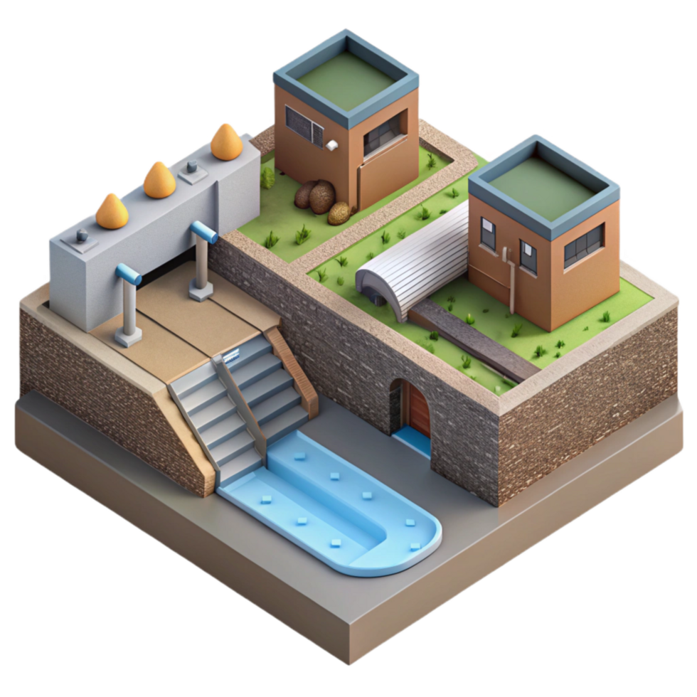 extraordinary creative Urban Drainage System Isometric View Isolated authentic png