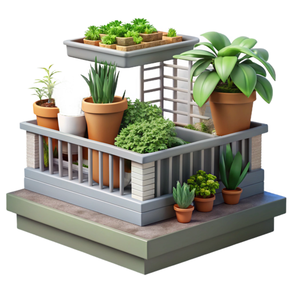 stunning artistic Urban Farming Balcony Garden Isolated original png