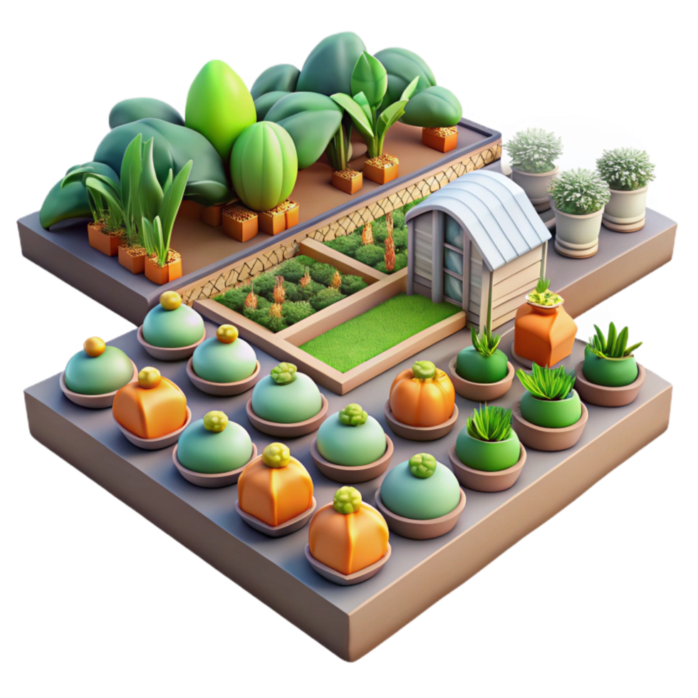 dramatic creative Urban Farming Community Garden Isolated exclusive png