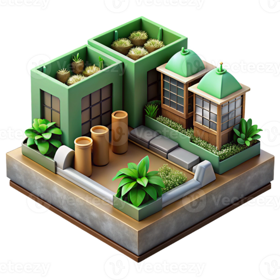 magnificent rustic Urban Farming Rooftop Garden Isolated exclusive png