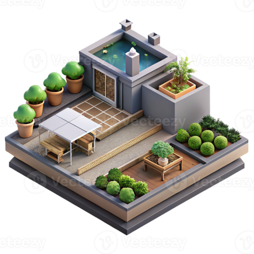 impressive creative Urban Farming Rooftop Garden Isolated exclusive png