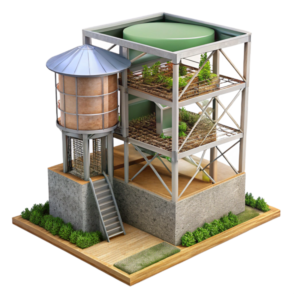 magnificent classic Urban Farm Tower Section Transparent Background with Interior View genuine png