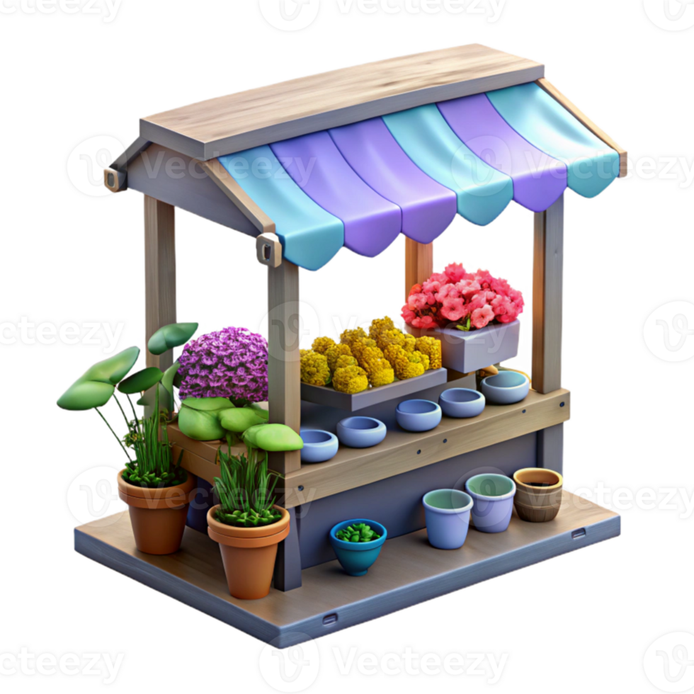 beautiful classic Urban Flower Market Stall Isolated on Transparent Background authentic png