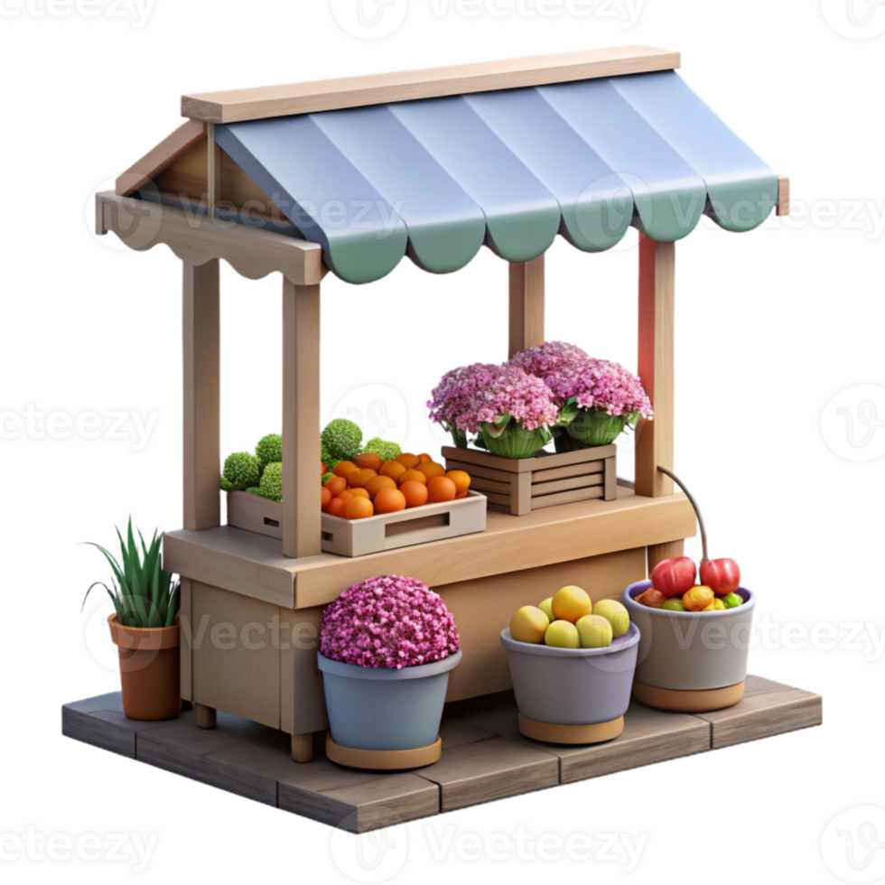 extraordinary classic Urban Flower Market Stall Isolated on Transparent Background original png