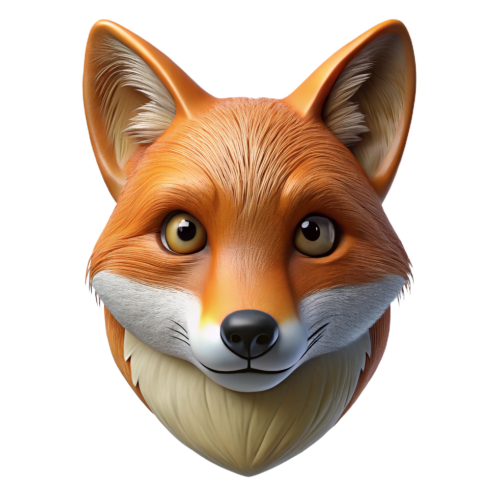 magnificent artistic Urban Fox Head Cutout Front View Detailed Fur high quality png