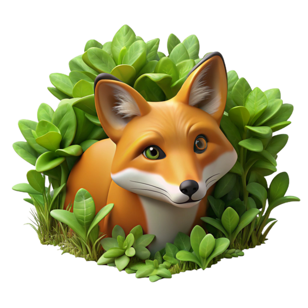 serene modern Urban Fox Hiding in Bushes Isolated Camouflaged premium png