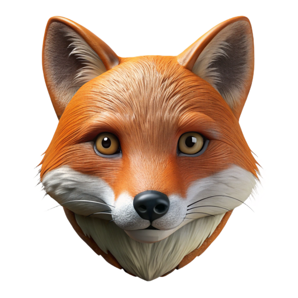 vibrant rustic Urban Fox Head Cutout Front View Detailed Fur genuine png