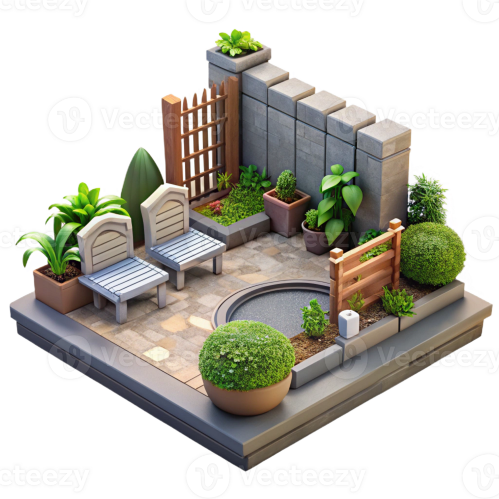 impressive artistic Urban Garden Design Cutout with Landscaping Detail exclusive png