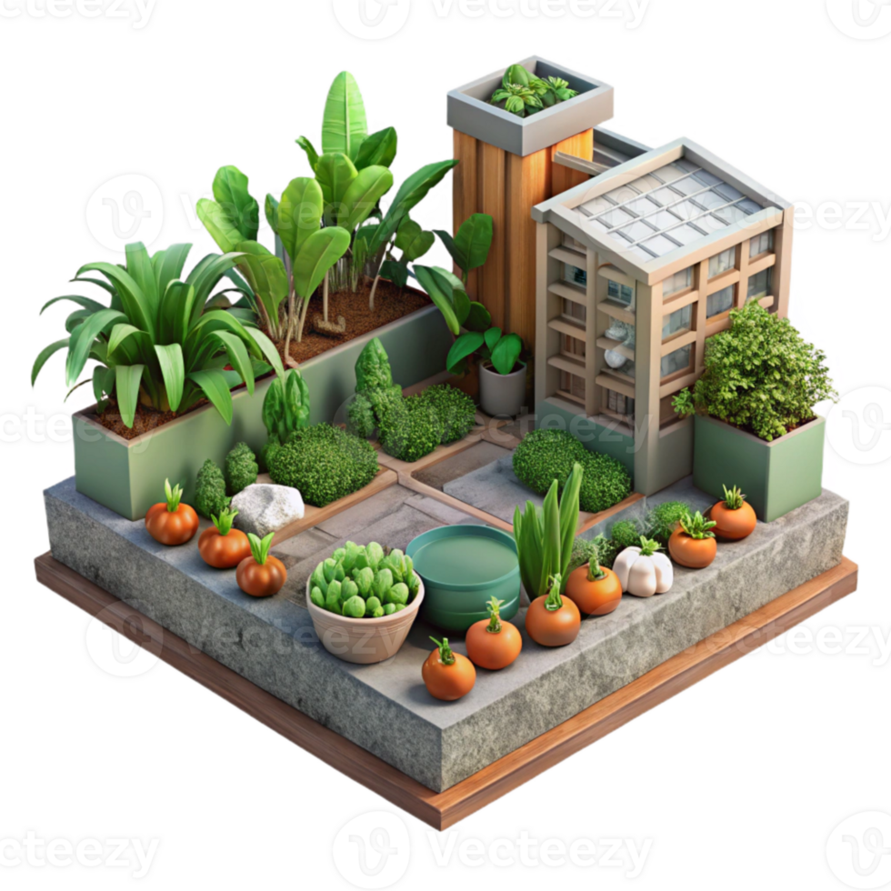wonderful artistic Urban Garden with Herbs Cutout Top View high quality png