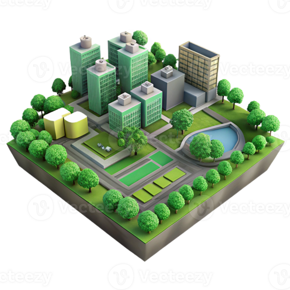 elegant vintage Urban Green Space Aerial View Isolated authentic png