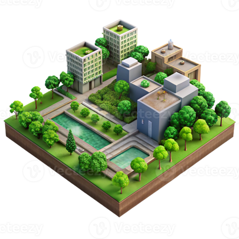 vibrant abstract Urban Green Space Transparent Background Aerial View detailed png
