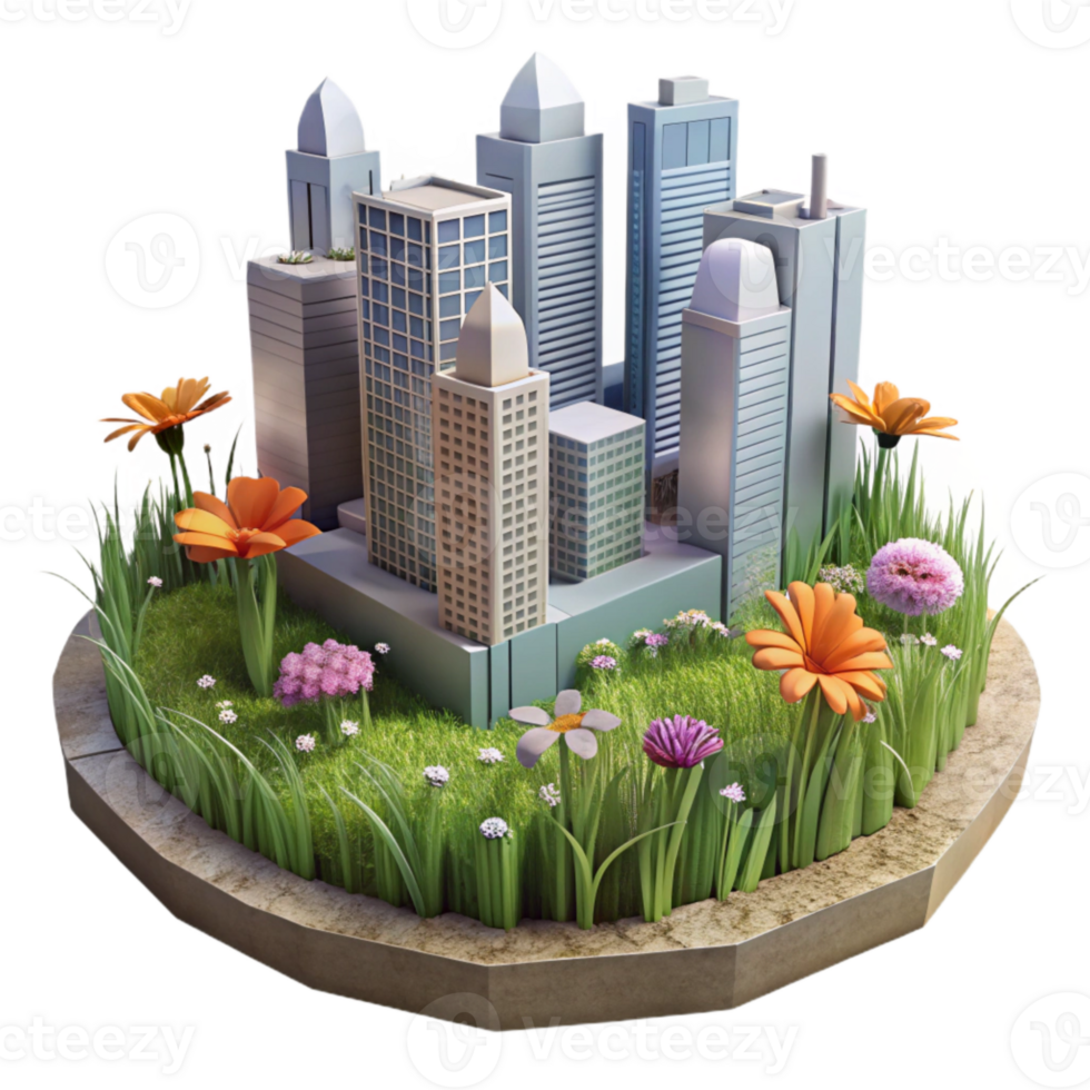 serene classic Urban Meadow with Wildflowers Cutout Isolated Element authentic png