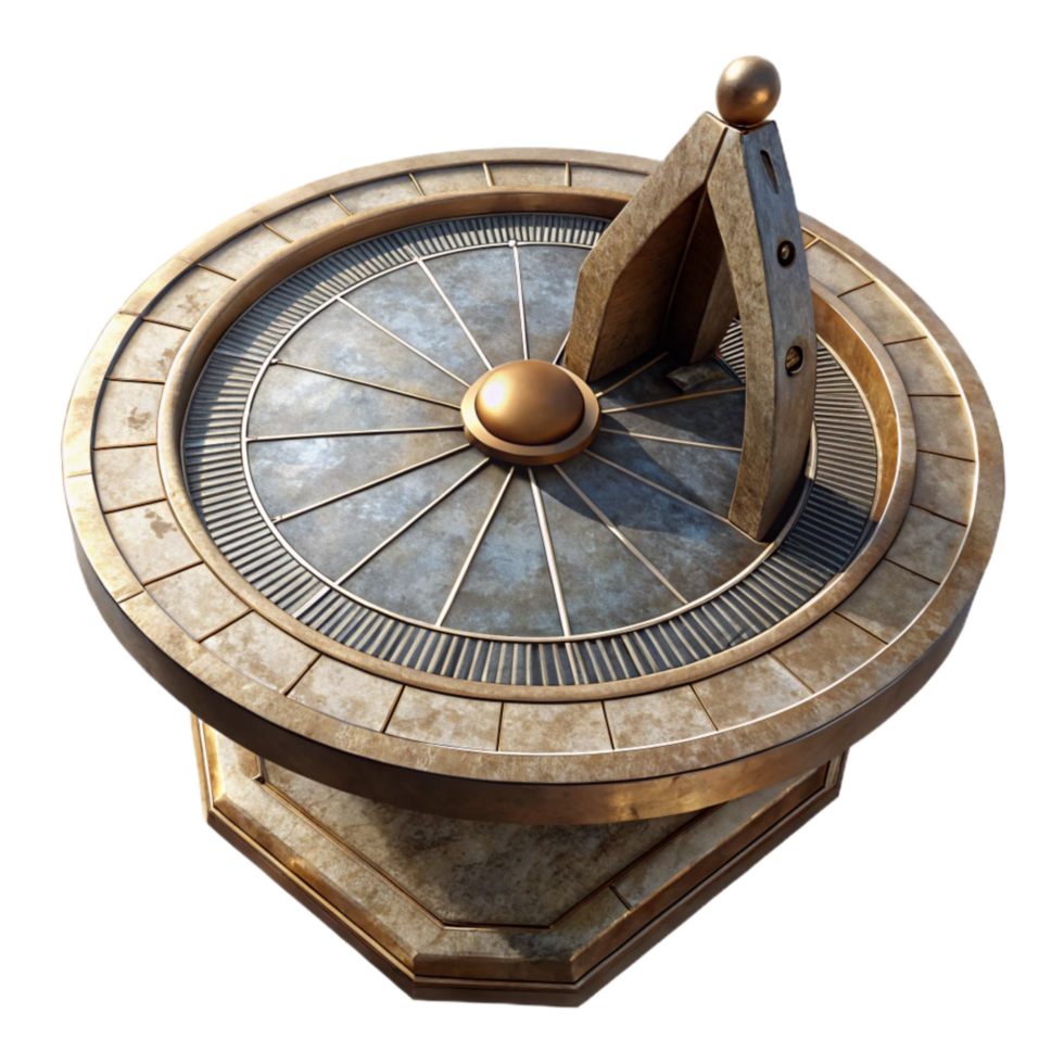 stunning abstract Vintage Sundial Top View Isolated png