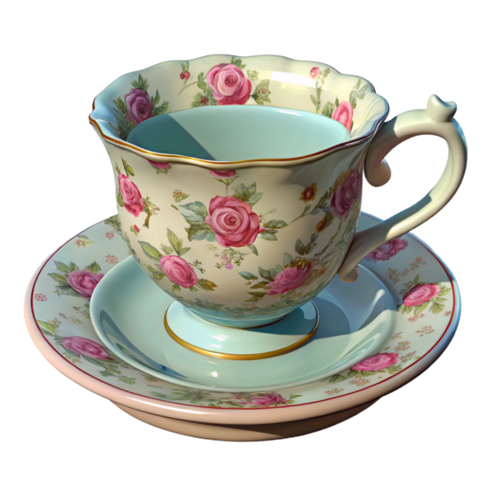 wonderful creative Vintage Teacup Floral Pattern Cutout genuine png