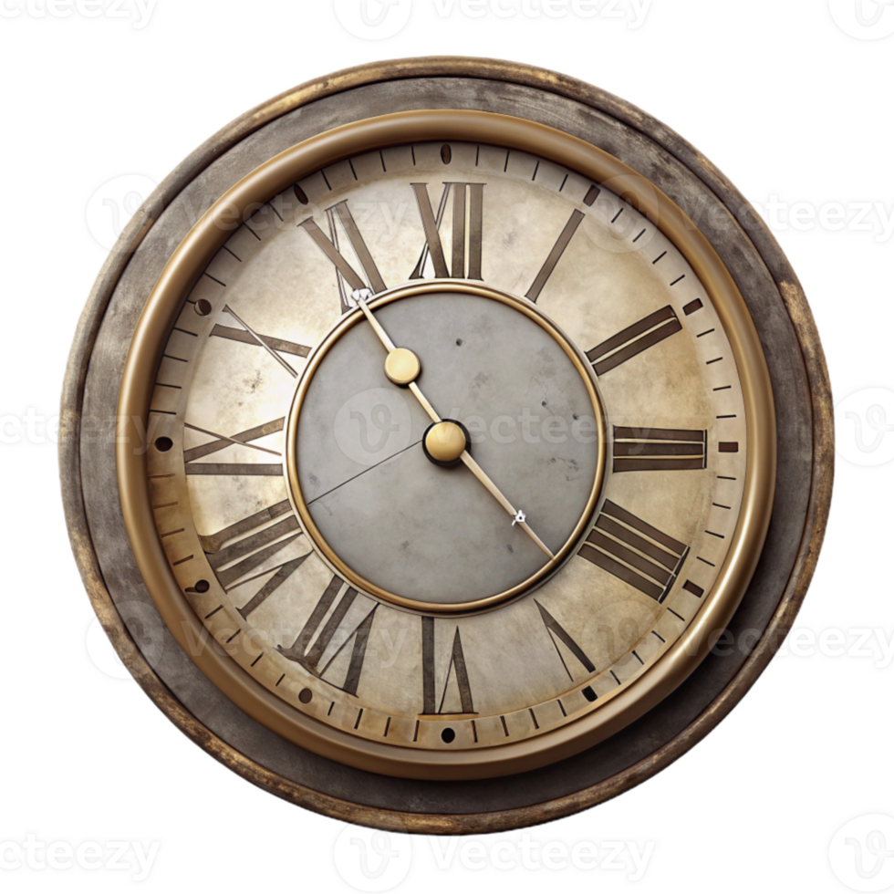 extraordinary modern Vintage Wall Clock Roman Numerals Transparent Background detailed png