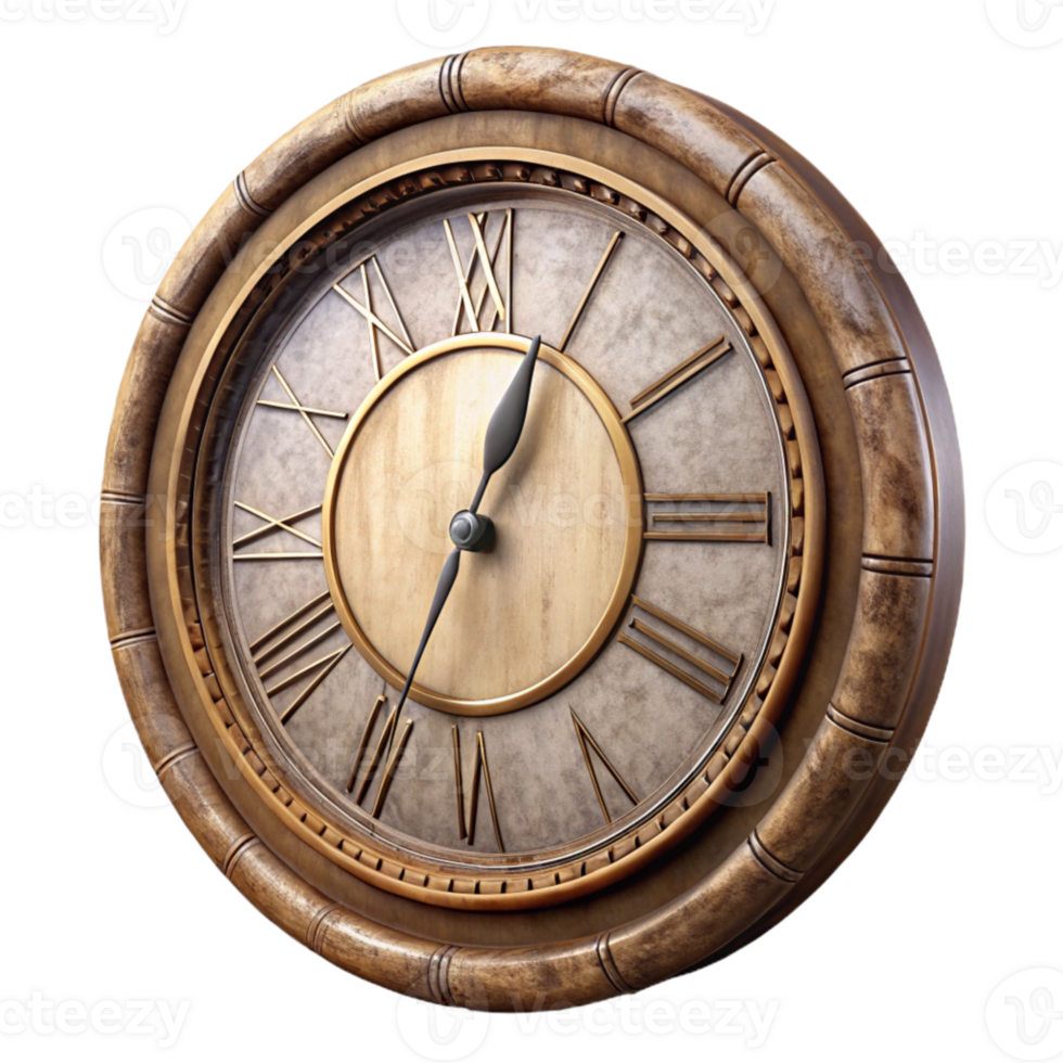 wonderful abstract Vintage Wall Clock Roman Numerals Transparent Background detailed png