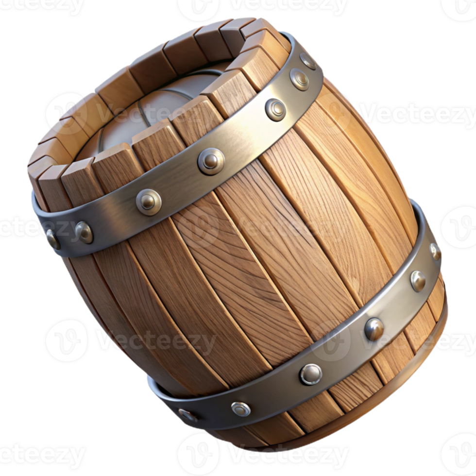 wonderful abstract Vintage Wooden Barrel Cutout with Metal Hoops exclusive png