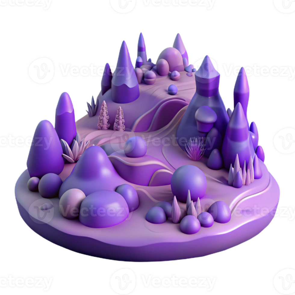 dramatic modern Violet Surreal Landscape Isolated genuine png