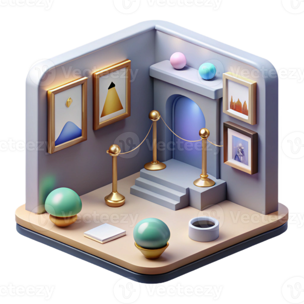wonderful contemporary Virtual Art Gallery with Interactive Exhibits Cutout png