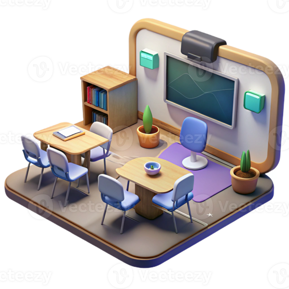 extraordinary abstract Virtual Classroom Environment Immersive Design Transparent Background detailed png