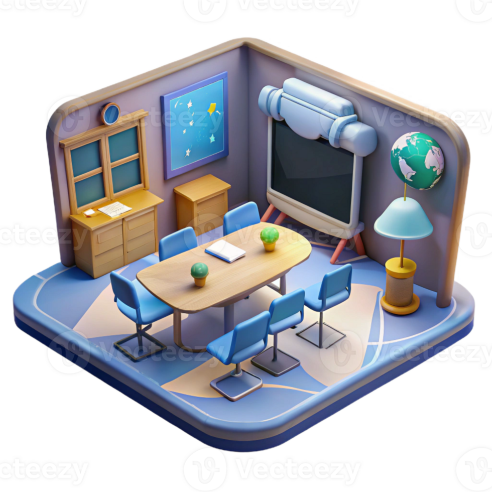 magnificent minimalist Virtual Classroom Environment Immersive Design Transparent Background high resolution png
