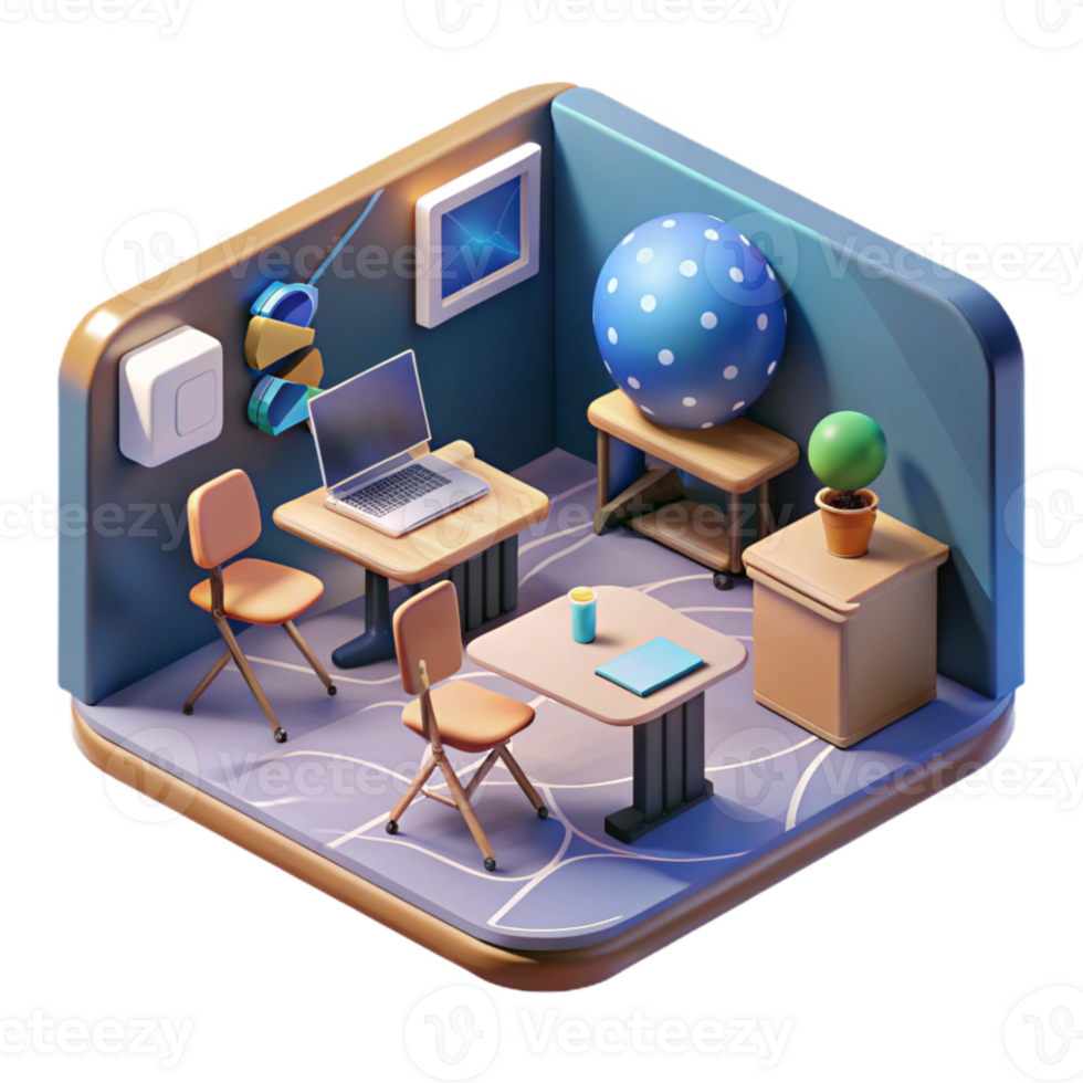 extraordinary creative Virtual Classroom Environment Immersive Design Transparent Background detailed png
