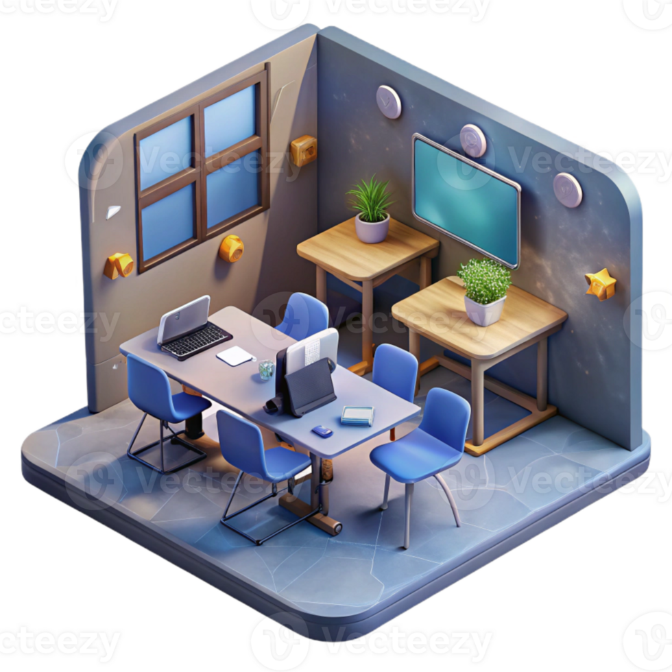 extraordinary classic Virtual Classroom Environment Immersive Design Transparent Background detailed png