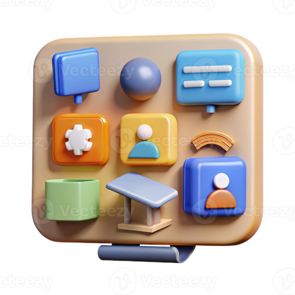 beautiful abstract Virtual Classroom Icons Set Transparent png