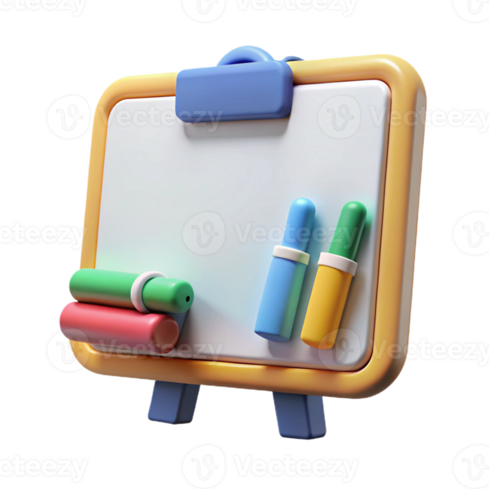 beautiful contemporary Virtual Classroom Whiteboard and Markers Isolated Element genuine png