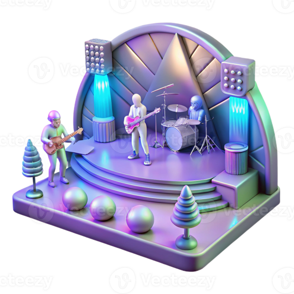 elegant abstract Virtual Concert Stage with Holographic Performers Cutout high quality png