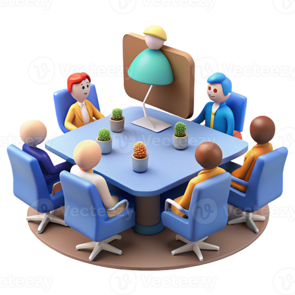 stunning classic Virtual Conference Room with Table and Chairs Isolated authentic png