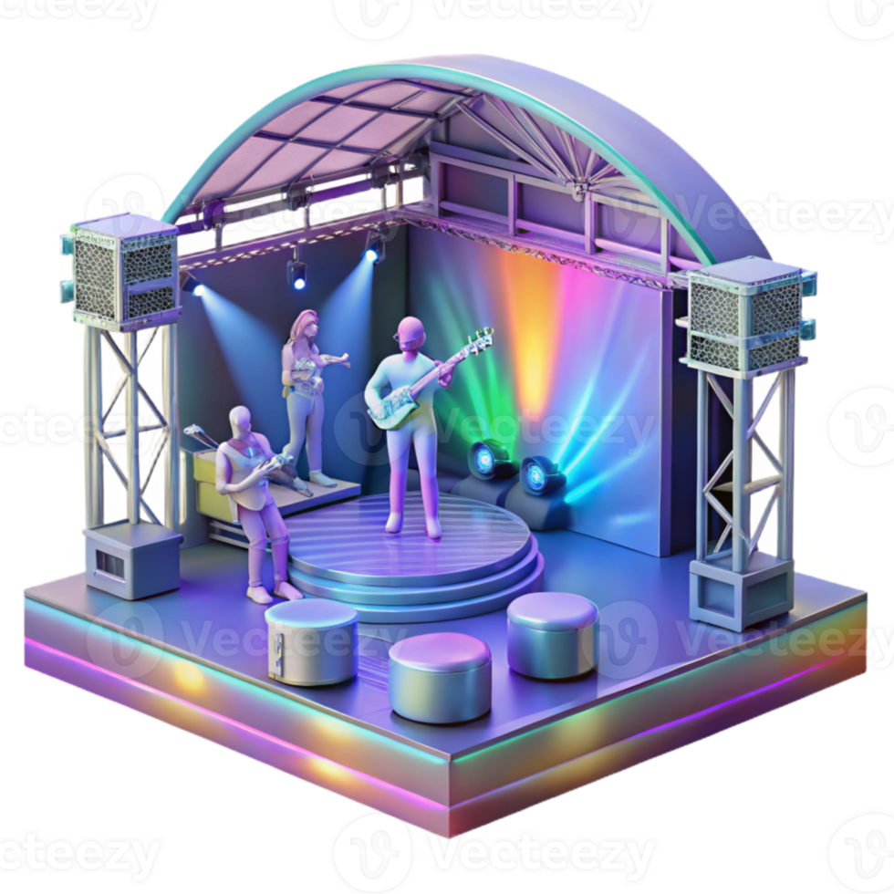 dramatic artistic Virtual Concert Stage with Holographic Performers Cutout png