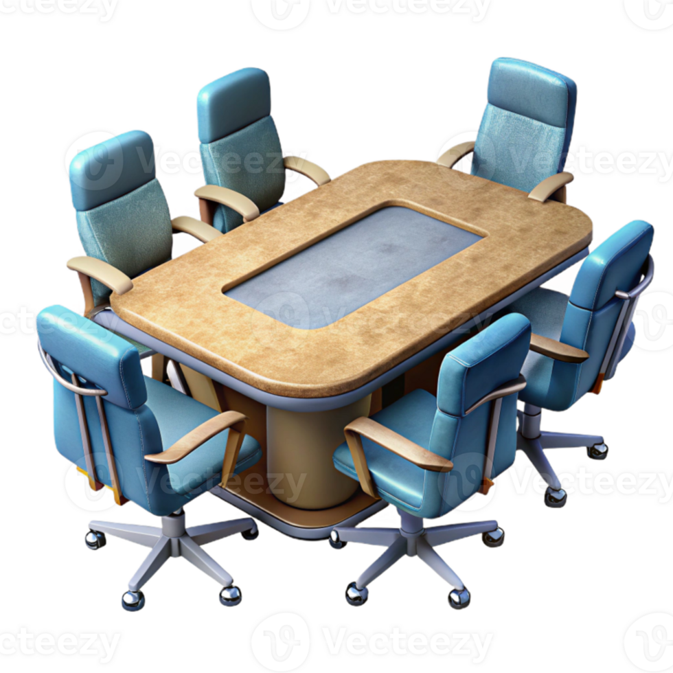vibrant contemporary Virtual Conference Room with Table and Chairs Isolated exclusive png